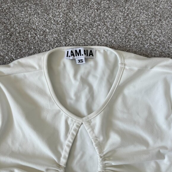 I.AM.GIA Ivory Tie-Front Crop Top - Picture 3 of 5